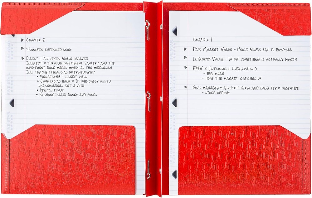 Durable Water-Resistant Plastic Folder - 2 Pockets & Prong Fasteners, Fire Red