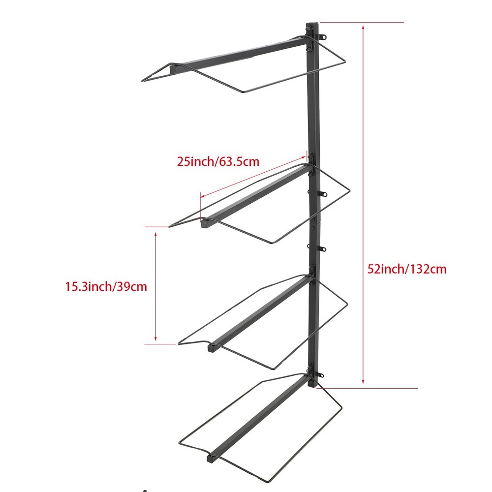 2-Pack 4 Tier Saddle Storage Rack Wall Mounted Horse Saddle Hanging Rack Black