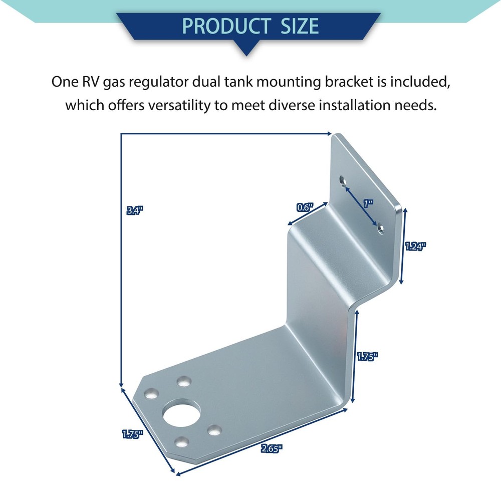 Universal L-Mount Regulator Mounting Bracket,Fits Fairview Regulators, Silver