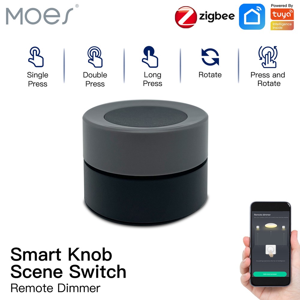 MOES Tuya ZigBee Smart Knob Switch Wireless Scene Switch Button Controller App