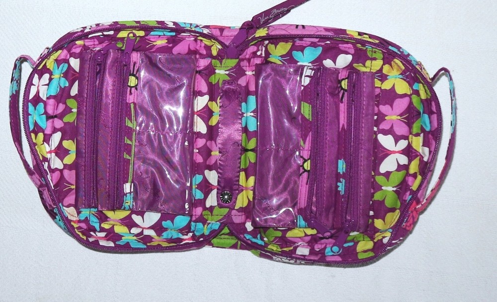 VERA BRADLEY Flutterby Pattern Small Ziparound Travel Makeup Accessory Kit EXC