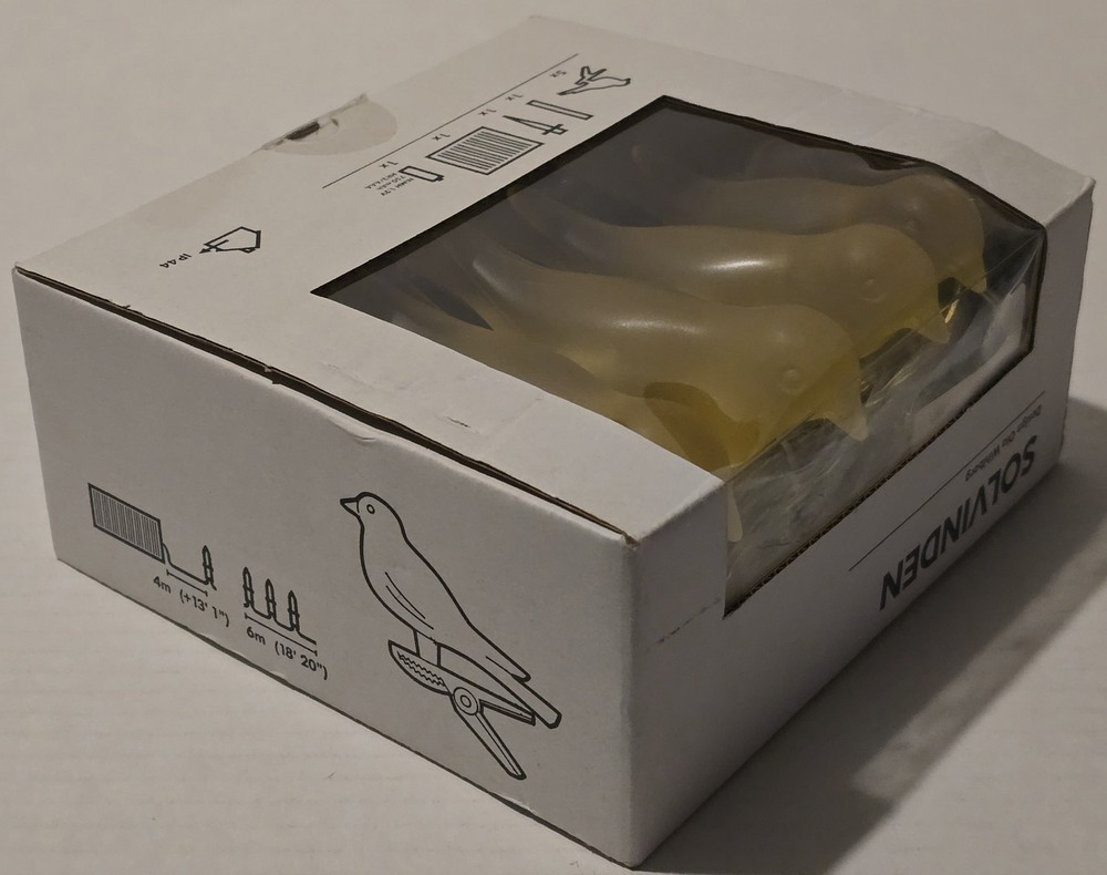Retired IKEA SOLVINDEN Solar Powered Bird String Lights New Yellow