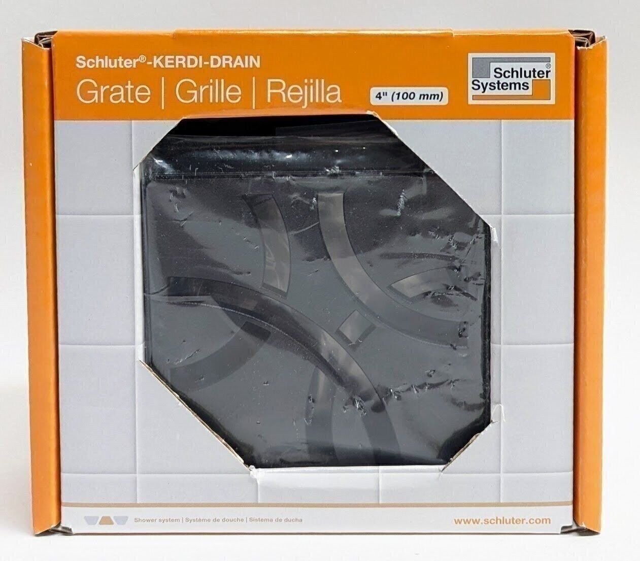 Schluter Systems Kerdi-Drain 4" Square Grate - Matte Black Curve KDIF4GRKMGSD6