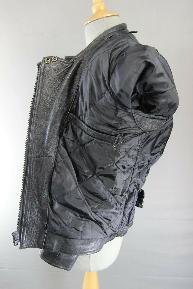 CLASSIC BLACK J&S LEATHERS BIKER JACKET SIZE 12