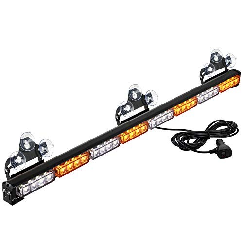 36" 32LED Traffic Advisor Light Bar Warning Emergency Strobe Light Amber/White