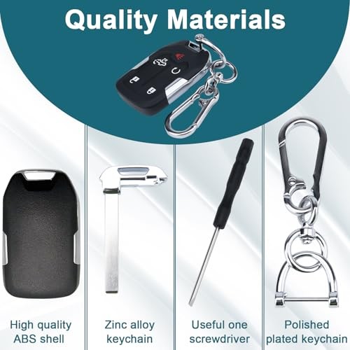 Key Fob Shell, 5 Button Remote Key Case Key case & black keyring & key cover