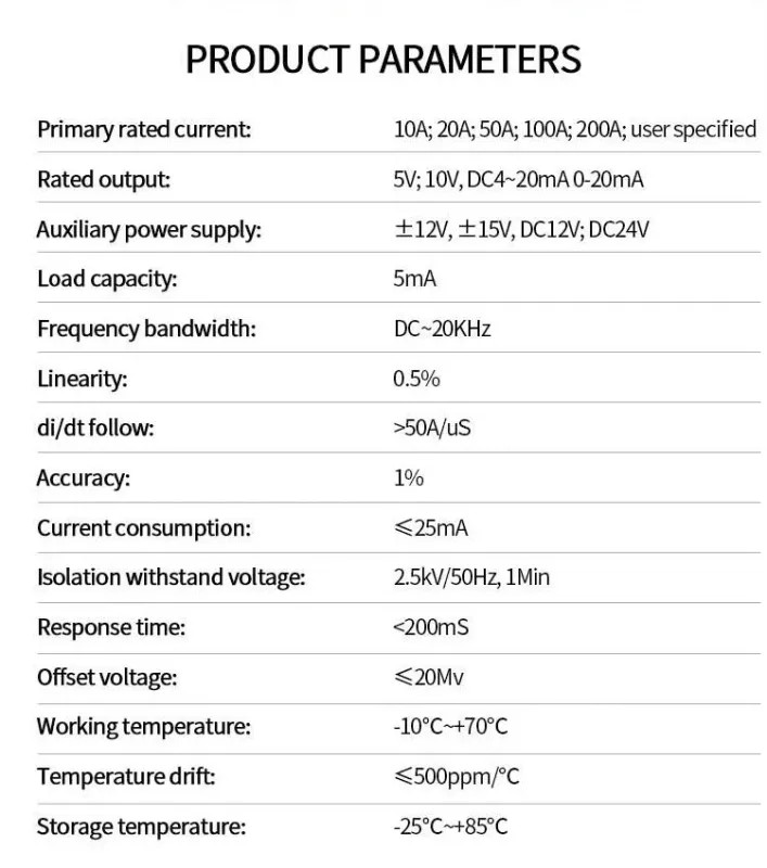 Current Transmitter Open Loop Split Core AC DC 50A 100A 500A 1000A Hall Sensor