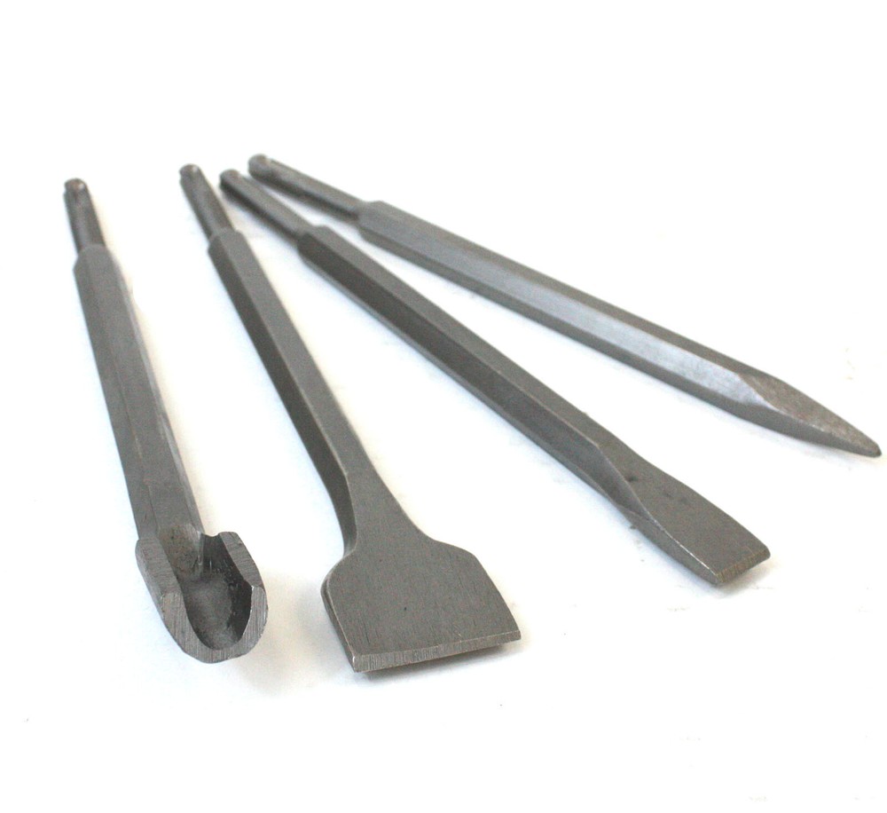 4PC SDS PLUS CHISEL SET FLAT POINT GROOVE GOUGE DRILL CHISEL HAMMER DRILLS