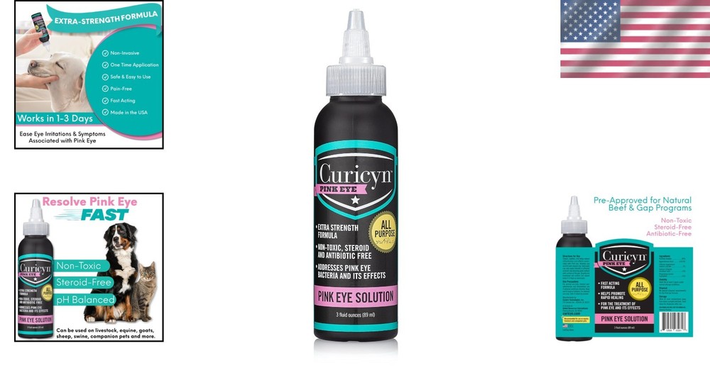 3oz Conjunctivitis Eye Drops - Extra Strength Solution for Pets & Livestock