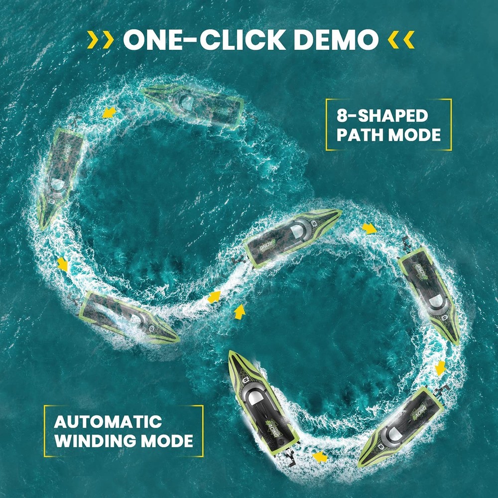 DEERC RC Boat with LED Light, 30+ Mins, Self Righting Remote Control Boat for...