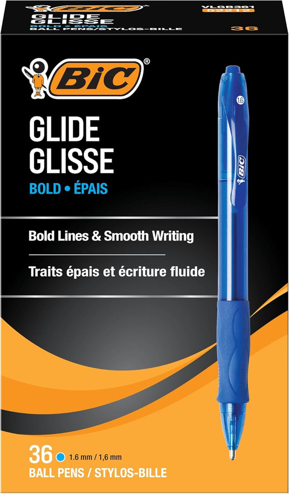 Glide Bold Blue Ballpoint Pens, Bold Point (1.6Mm), 36-Count Pack, Retractable B