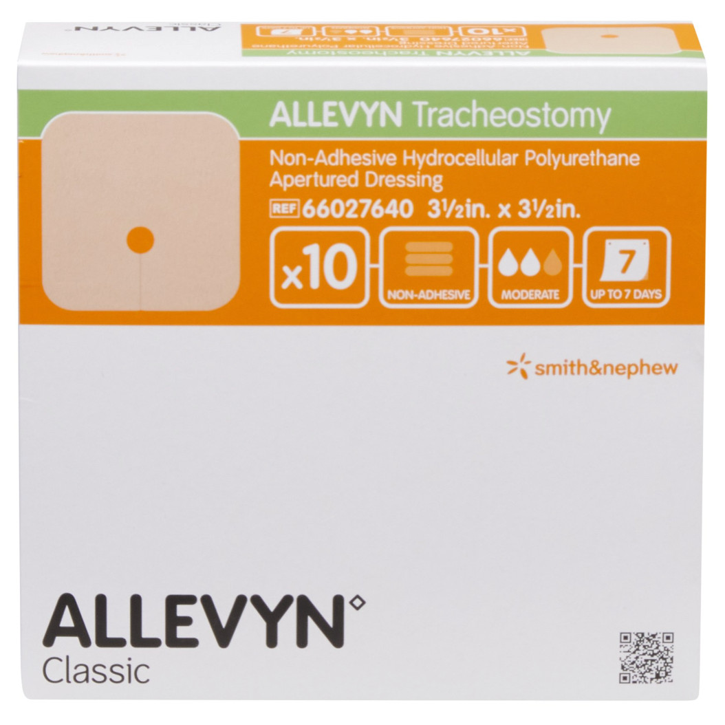 Smith & Nephew Allevyn Tracheostomy Foam Dressing, 3½" x 3½" - Case of 80 Pads
