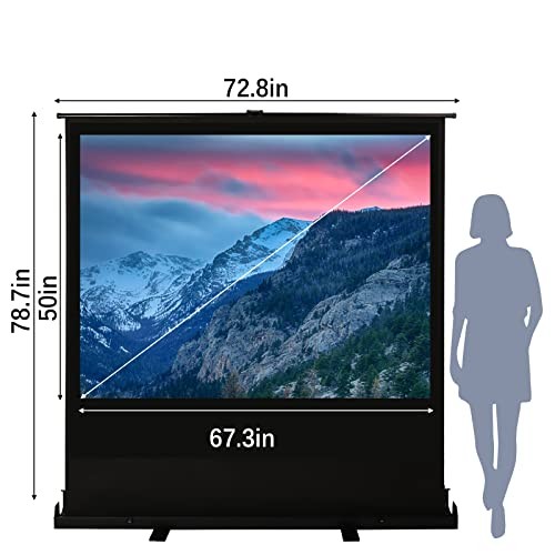 84 Inch Manual Pull up Projector Screen 4:3 4K HD Floor Standing Projector