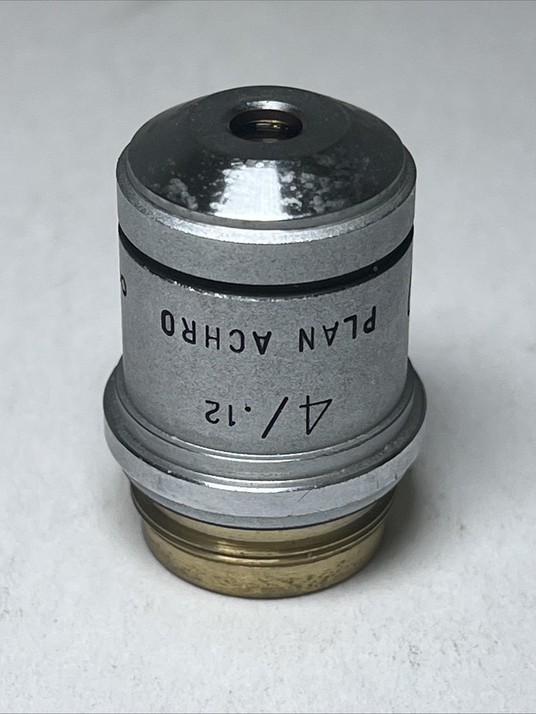 AO Spencer Microscope Objective PLAN ACHRO 4/.12 1017 Used