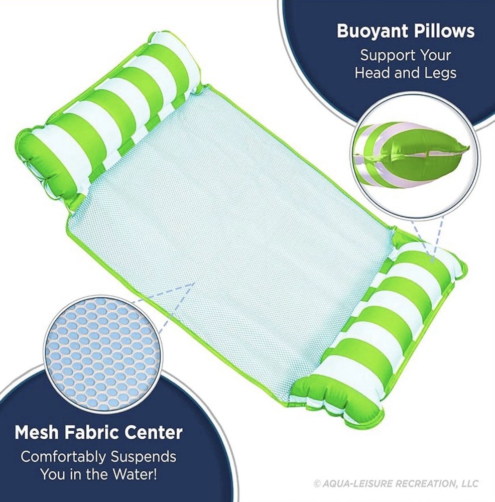 Inflatable Pool Float Green & White Stripes. - A0064