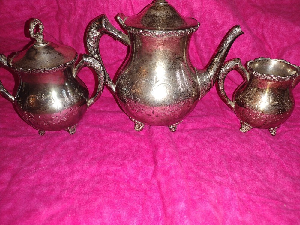 Vintage Hartford Silver Company Quadruple Silver Plated Teapot Set