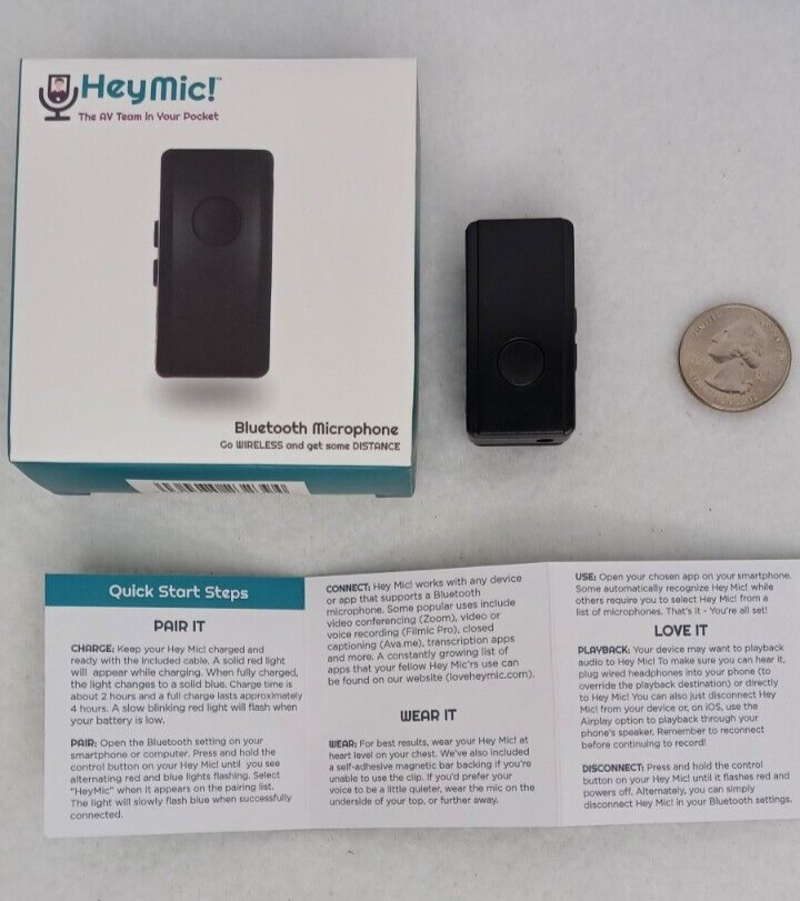 Hey Mic! Bluetooth Microphone: iPhone, Android, PC Mac Audio/Video Record - READ