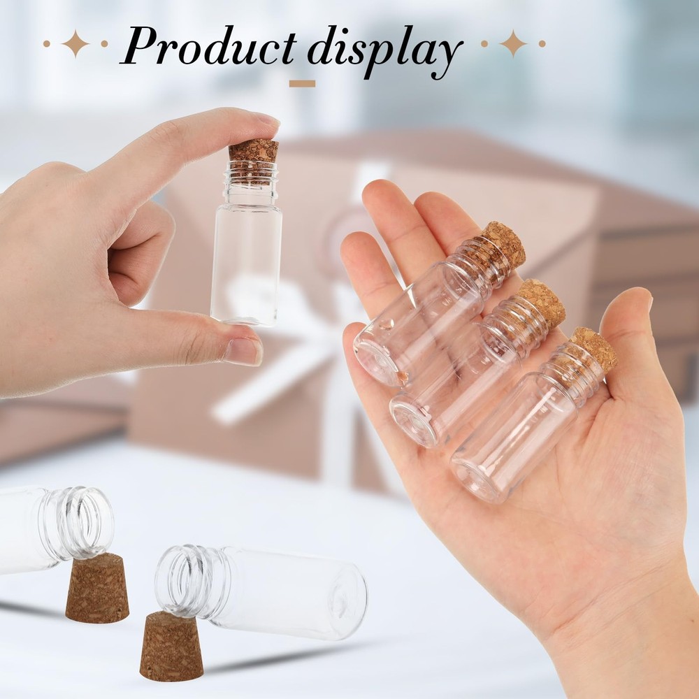 100 Packs 10ml Mini Plastic Bottles with Corks Stoppers Small Potion Bottles ...