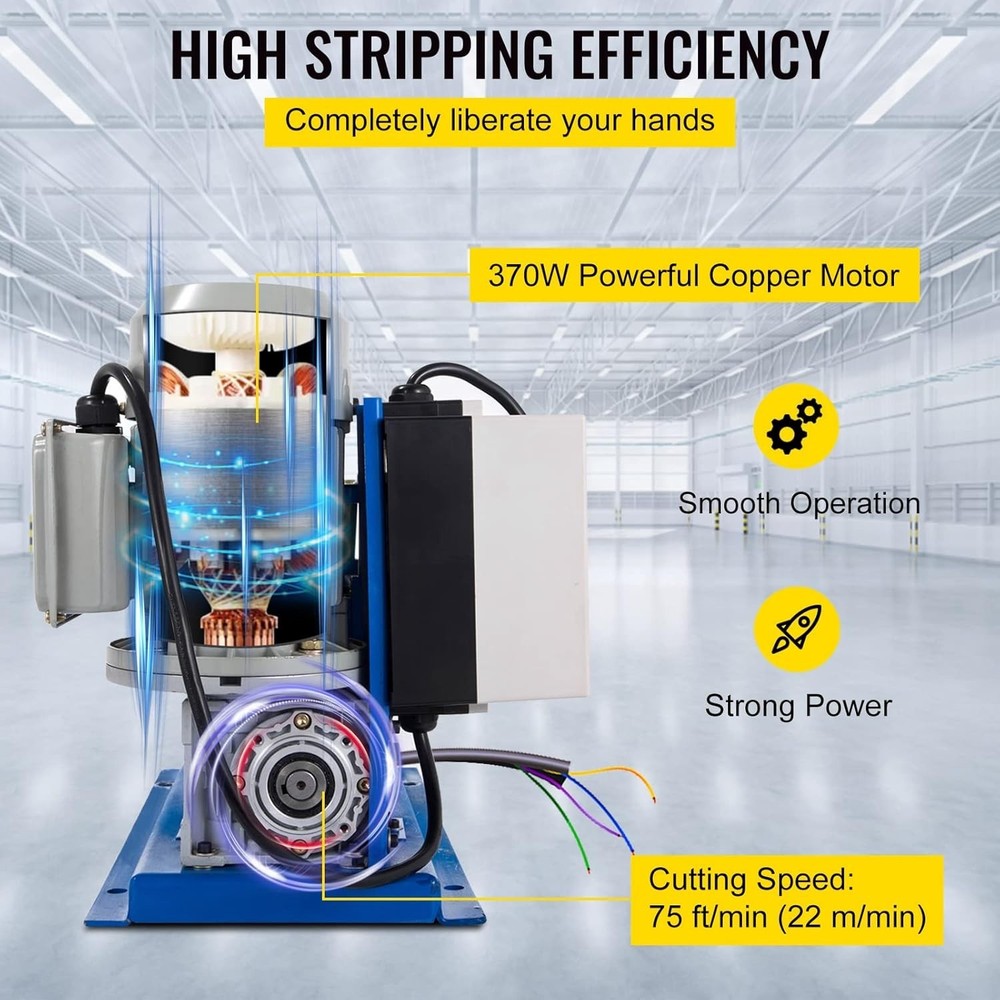 Cable Wire Stripping Machine 18 AWG - 1" OD Wire Range, Portable Powered Wire...