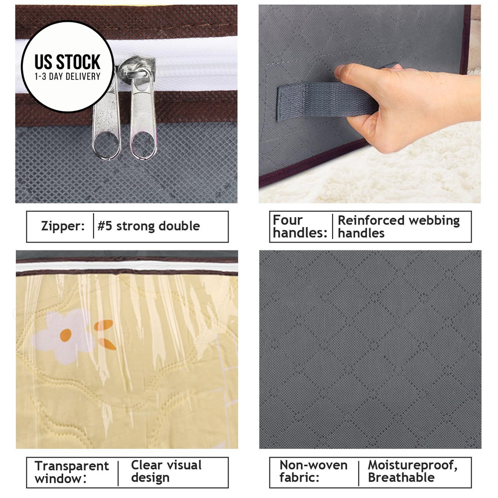 Budding Joy 60L Under Bed Storage Containers, Bins 4 Pack, Grey