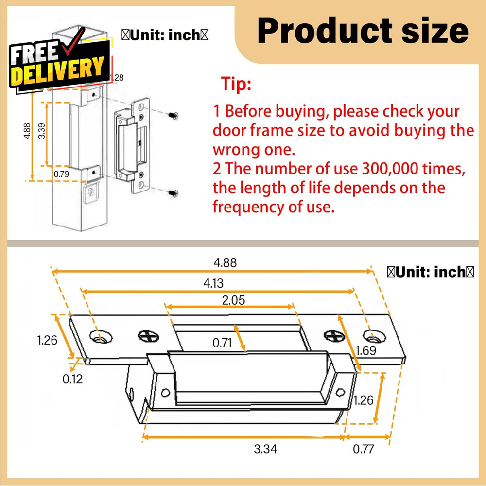 12VDC Electric Door Strike Lock Fail Safe Secure ANSI Access Control