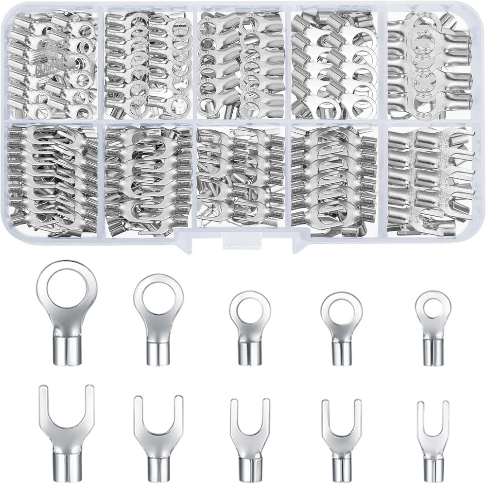 320 Pcs Ring Crimp Terminals, Electric Wire Rope Copper Stagn