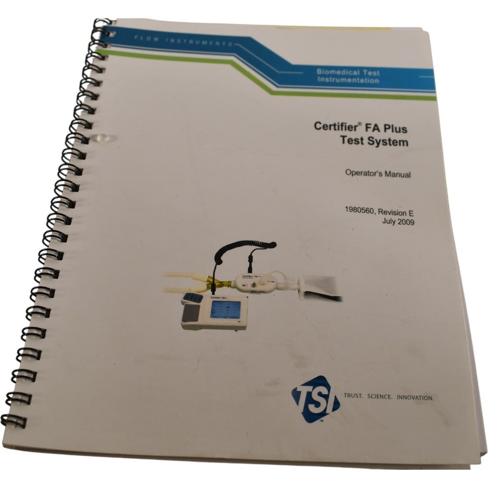 TSI 1980560 Rev. E Certifier FA Plus Test System Manual