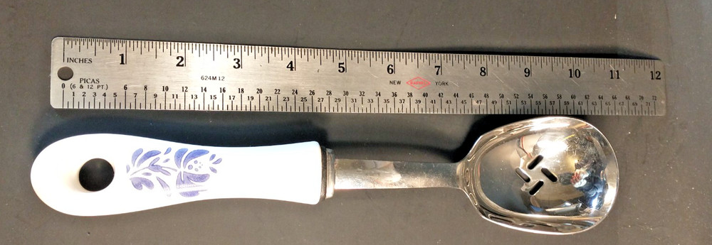 Pfaltzgraff Yorktowne Ceramic Handle Pierced Serving Spoon 10.625"