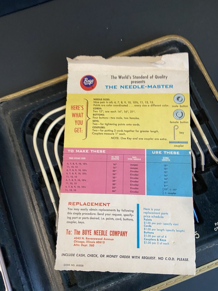 VINTAGE BOYE Needle Master Kit Circular Knitting Needle Set Case Incomplete