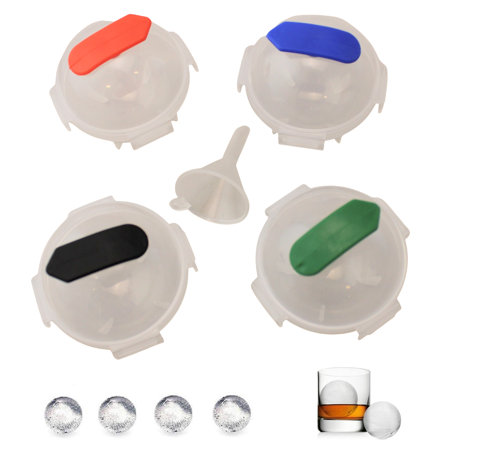 4 Pack 2" Large Round Ice Cube Tray Ball Maker Molds Jumbo ICE BALLS for Drinks