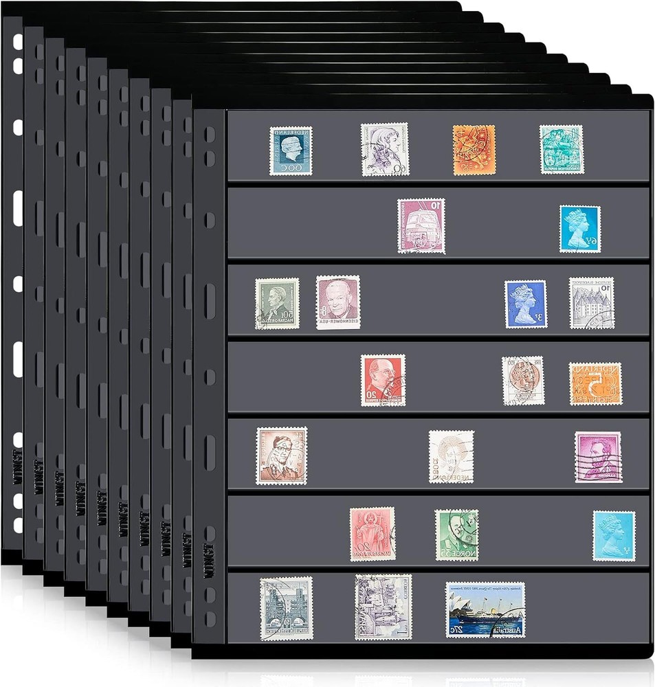 Stamp Pages for Album Binder 10 Sheet 7 Rows Pages for Stamp Collectors