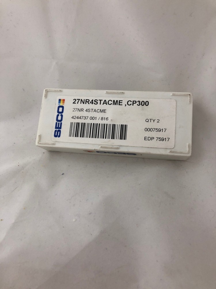 Seco Laydown Threading Insert: 27NR 4ACME CP300, Carbide (2 pieces) D11