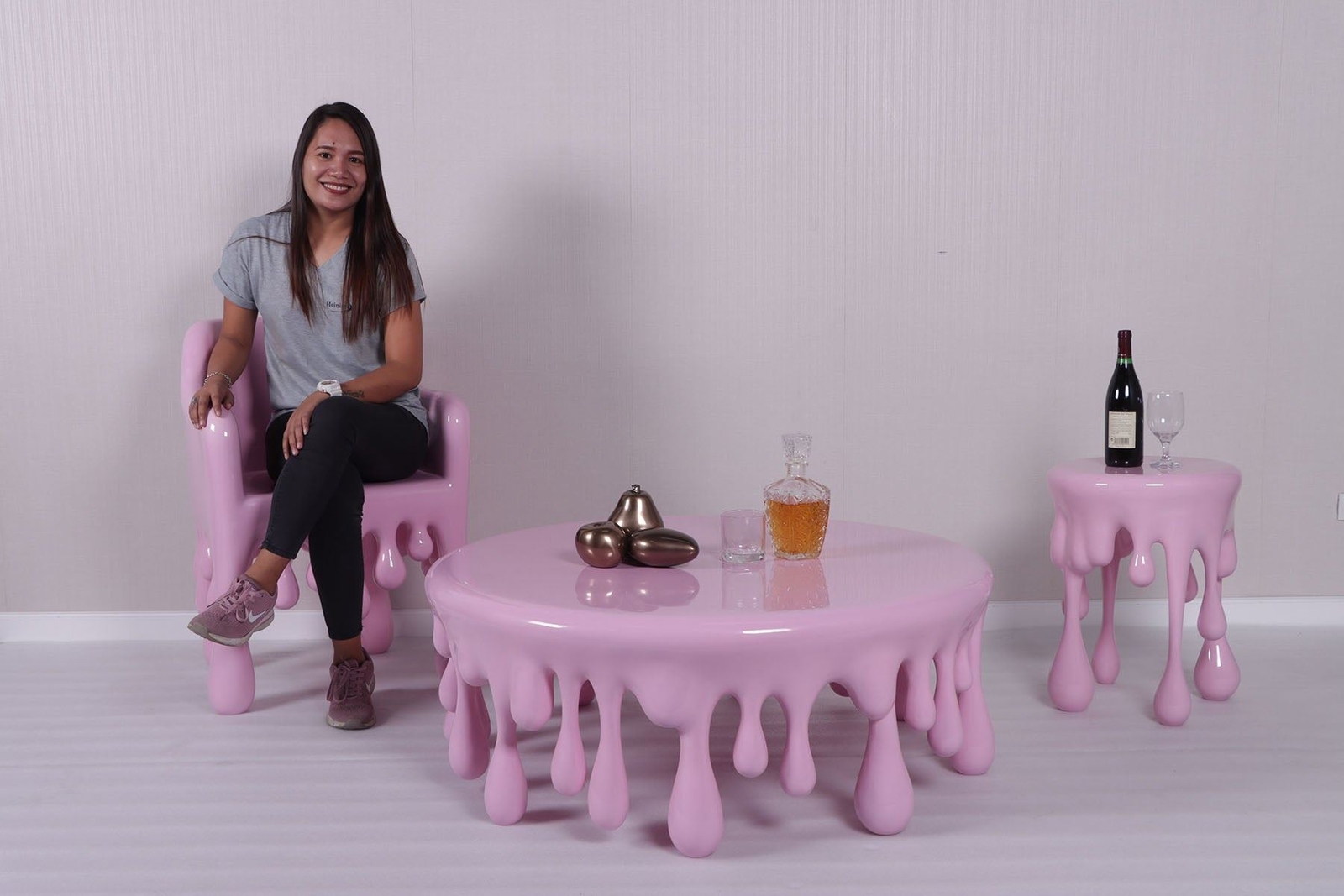 Pink Melting Coffee Table Dripping Statue Ice Cream Prop Decor Home Furniture