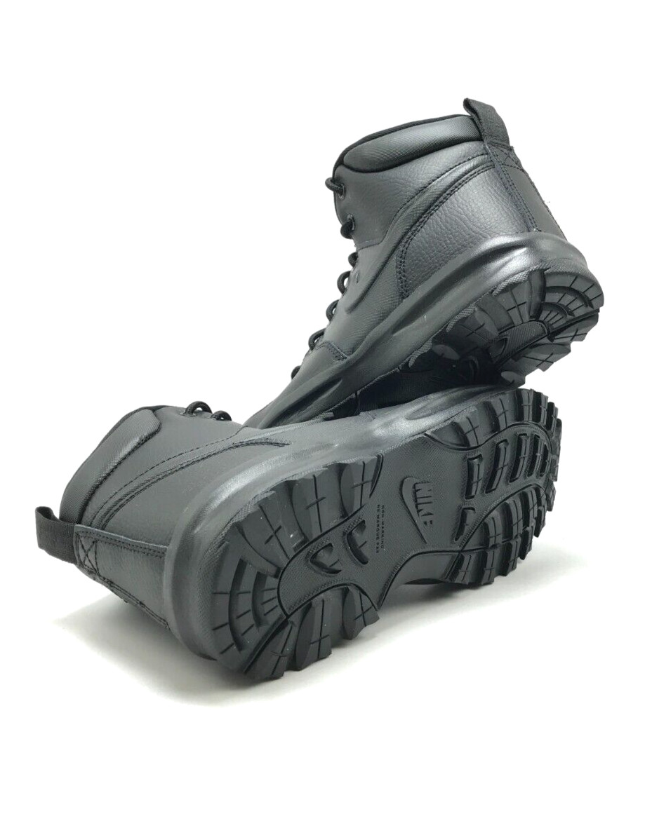 *NEW* Youth Grade-School Nike Manoa J Leather Boots Triple Black (BQ5372 001) 👍