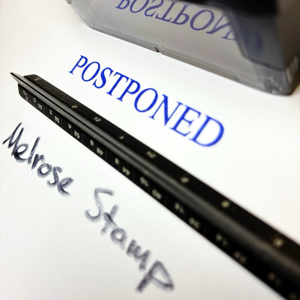 Postponed Rubber Stamp Blue Ink Self Inking Ideal 4913