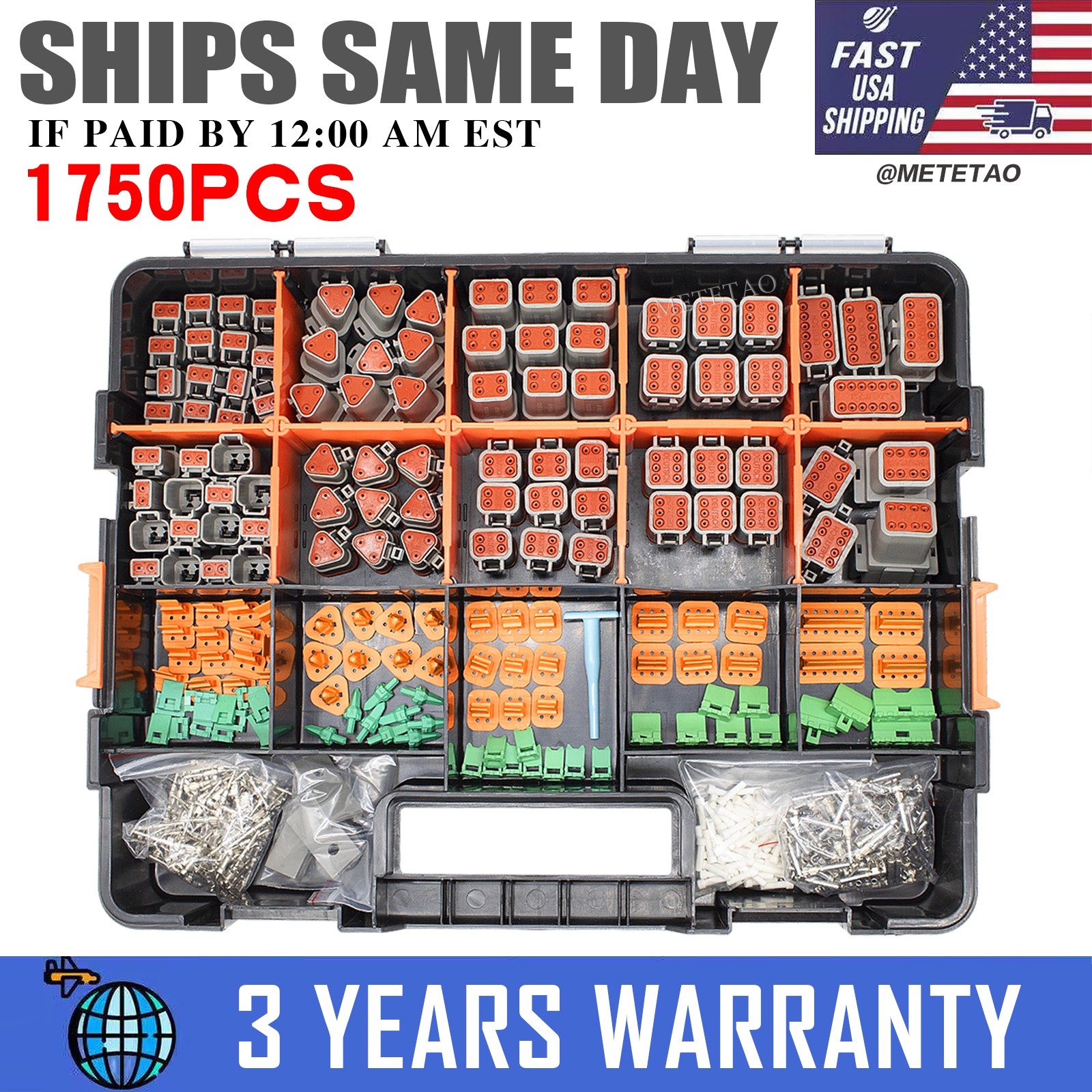 1750PCS Genuine Deutsch Connector Kit Stamped Contacts For 14,16,18,20 GA.WIRE