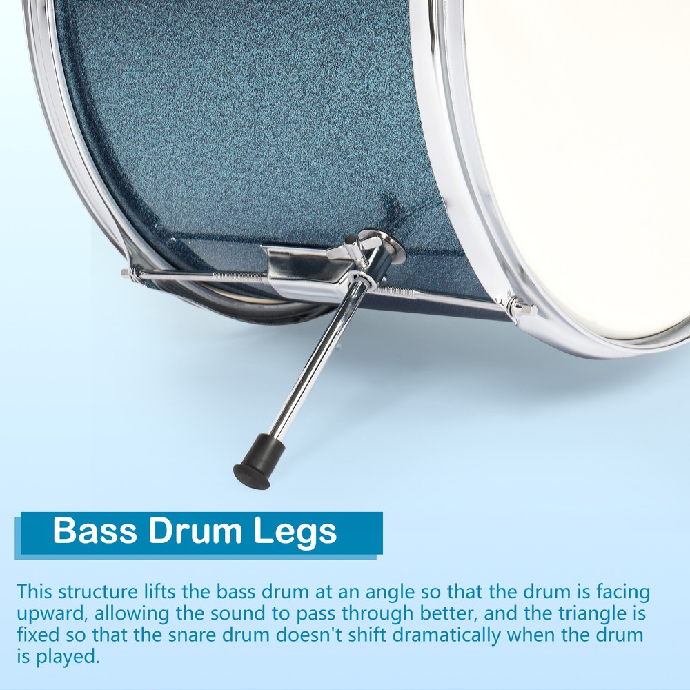 5 Piece Full Size Complete Junior Starter Drum Set Cymbals Kit /w Stool,Sticks