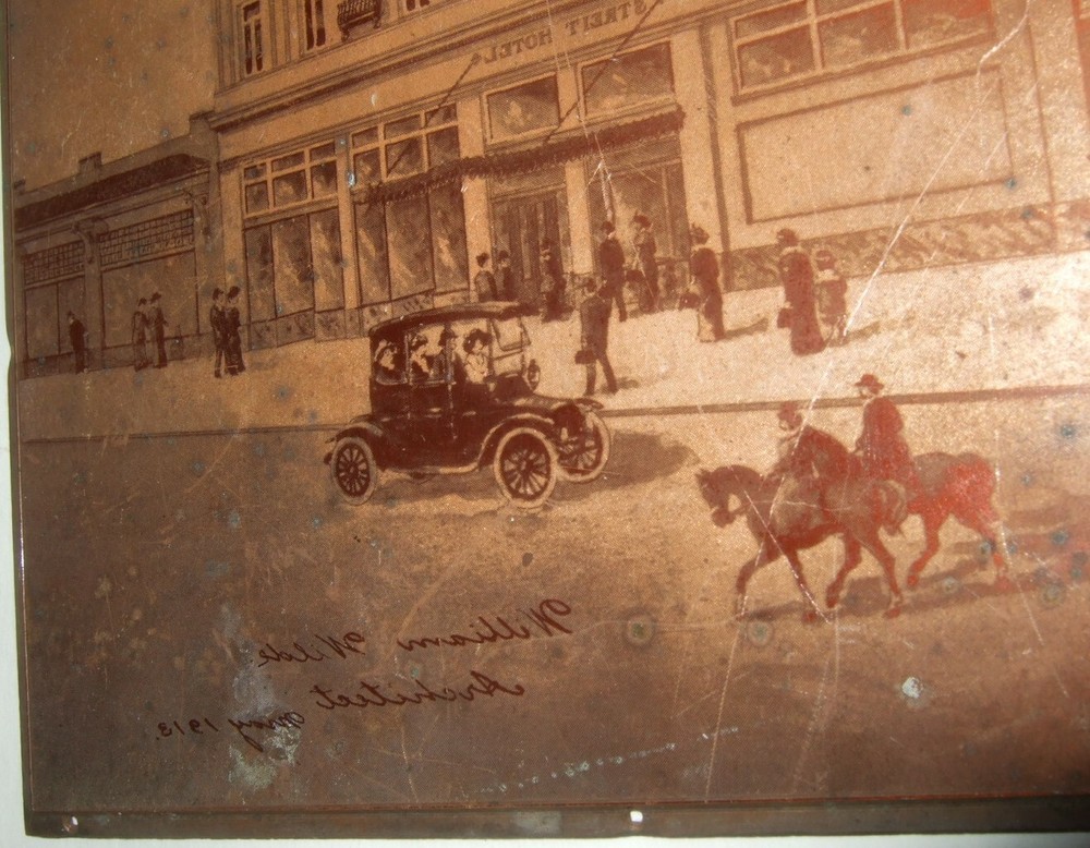 Architectural Copper Engraving Artist Signed 1918 Building