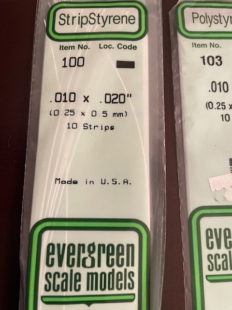 STRIPSTYRENE/ POLYSTYRENE/STYRENE -EVERGREEN SCALE MODELS-VARIOUS SIZES