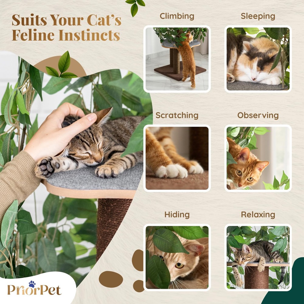 Cat Tree with Leaves - Stable, Space-Saving Design for Climbing Scratching