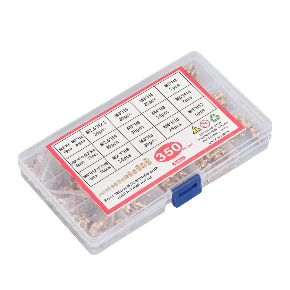 M2 M2.5 M3 - M5 M6 Threaded Inserts, 350Pcs Female Thread Knurled Nuts Kit