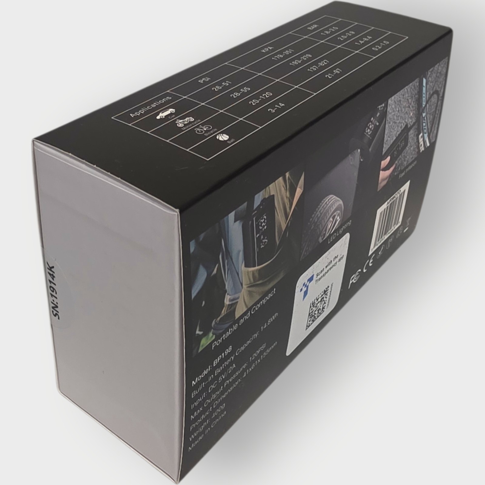 Airmoto Smart Air Pump Model BP198 rechargeable inflator balls bike car tires