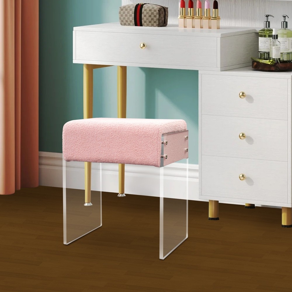 Makeup Stool Modern Minimalist Multi-functional Vanity Acrylic Chair w/ Cushion