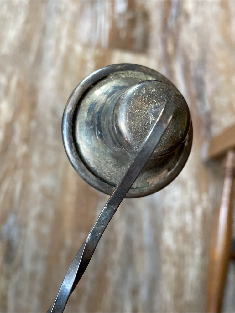Antique Primrose Plate EP Silver Twisted Handle Vtg Candle Snuffer E.P. Copper