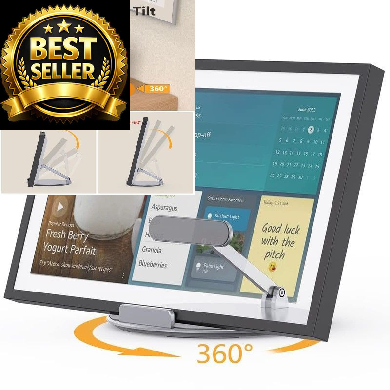 Laivli Stand Compatible with Echo Show 15/21, Adjustable Foldable Silver