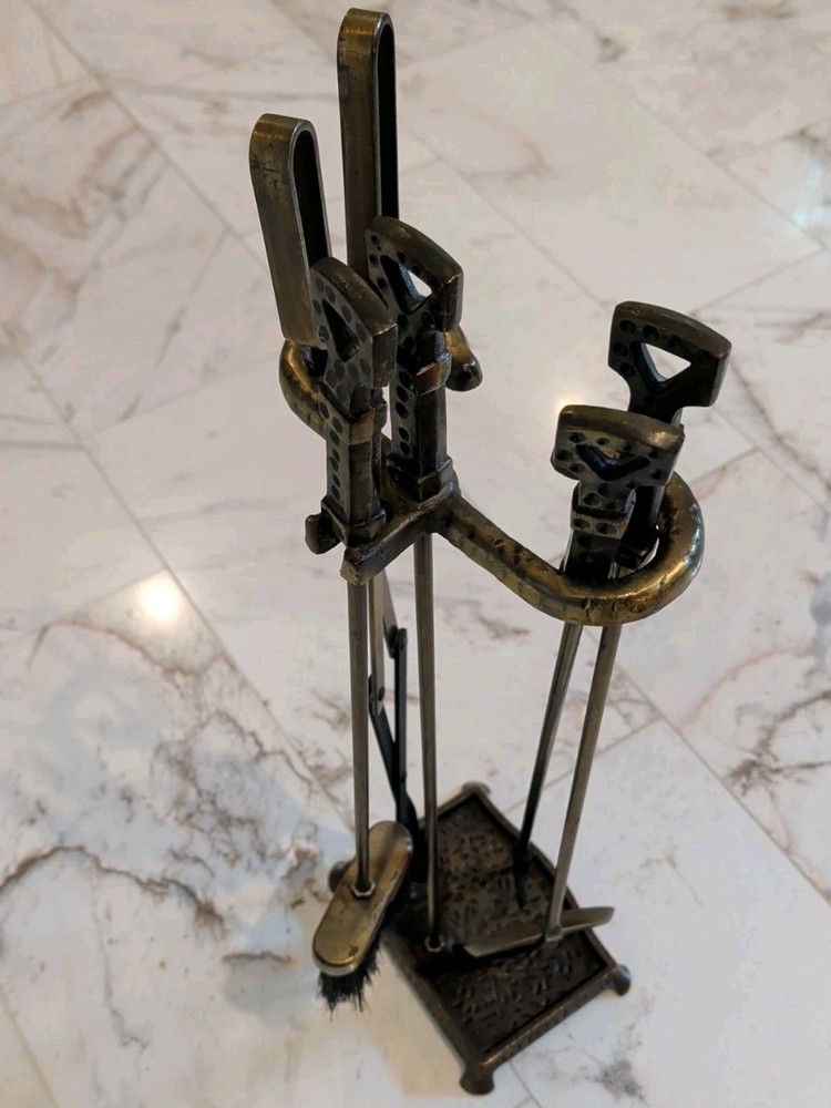 Fireplace Tool Set Vintage Cast Iron