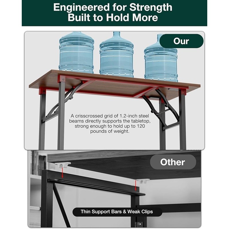 Folding Desk No Tools Assembly Compact Lightweight Workstation Home Office Study