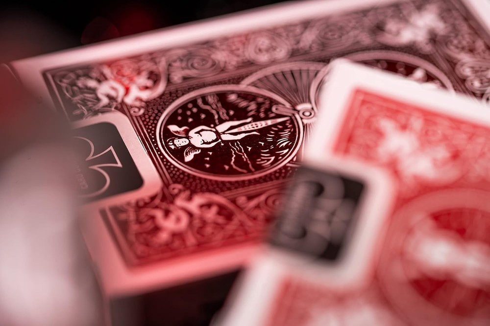 Red playing cards metallic finish premium deck