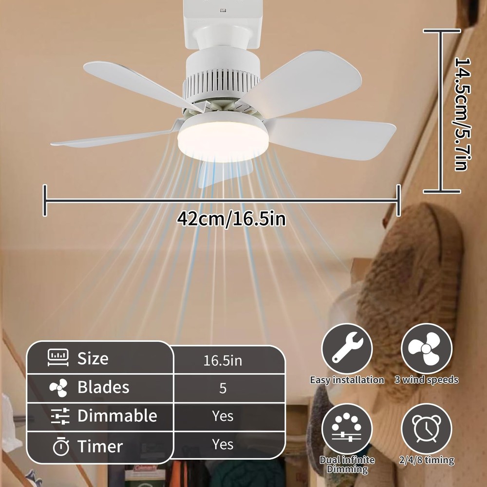 Socket Light Fan with Remote(Pairing Required), Light Socket Ceiling Fan – Tu...