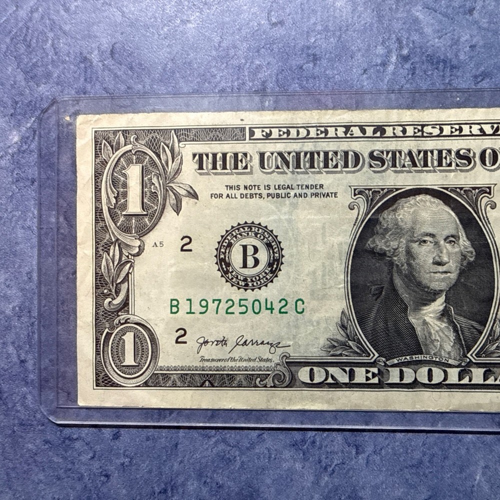 $1 One Dollar Bill Misprint Ink Bleed Transfer Error mostly left side